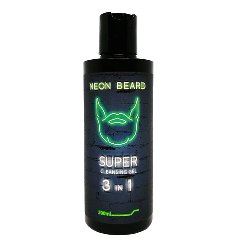 NEON BEARD Супер-очищающий гель для лица и бороды GREEN NEON - Экзотическая Вербена 200 #1