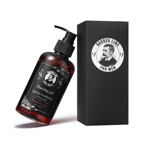 BARBER LINE FOR MEN Гель для бритья, не пенящийся, аромат Sandalwood 250 #1