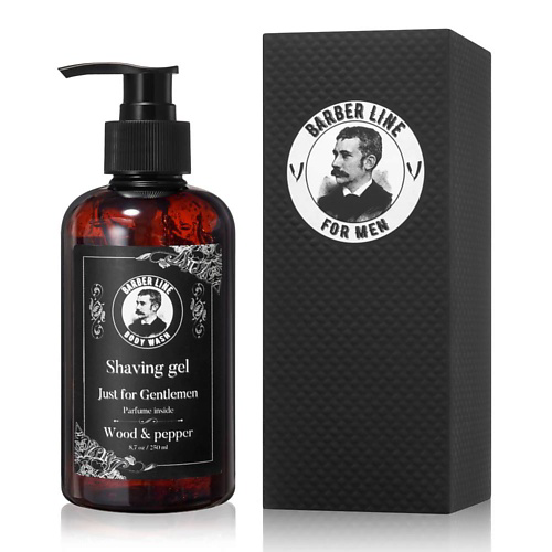 BARBER LINE FOR MEN Гель для бритья, не пенящийся, аромат Wood & Pepper 250 #1