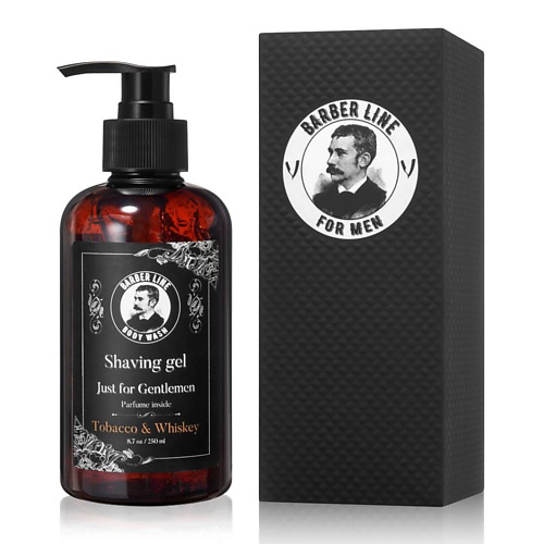 BARBER LINE FOR MEN Гель для бритья, не пенящийся, аромат Tobacco & Whiskey 250 #1