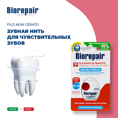 BIOREPAIR Ультра-плоская зубная нить без воска Filo Non Cerato #1