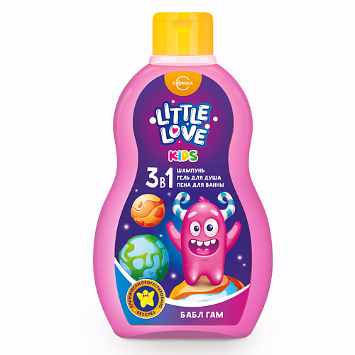 СВОБОДА Шампунь + гель для душа + пена для ванны для детей 3 в 1 Little love бабл гам 400 #1