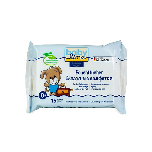 BABY LINE Влажные салфетки с Алое вера и Ромашкой Мини-упаковка Feuchttücher mit Aloe vera und Kamille #1