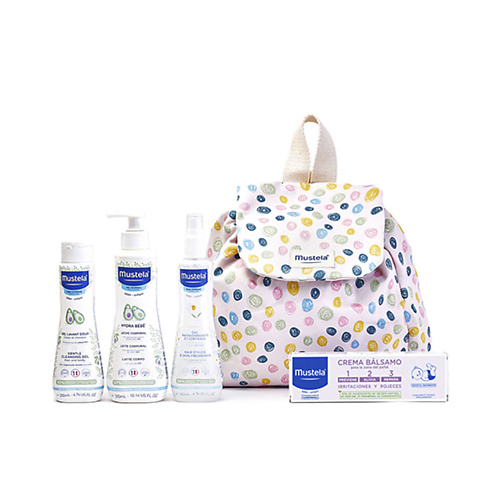 MUSTELA Набор для купания и ухода за кожей малыша Little Moments Polka Dot Backpack #1