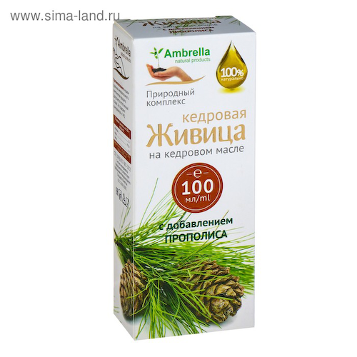 Кедровая живица на кедровом масле с прополисом, при бронхите, 100 мл #1