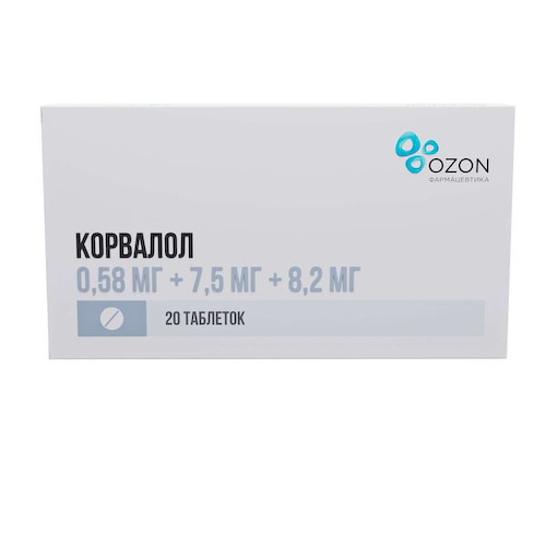 Корвалол таблетки 0,58мг+7,5мг+8,2мг 20шт #1