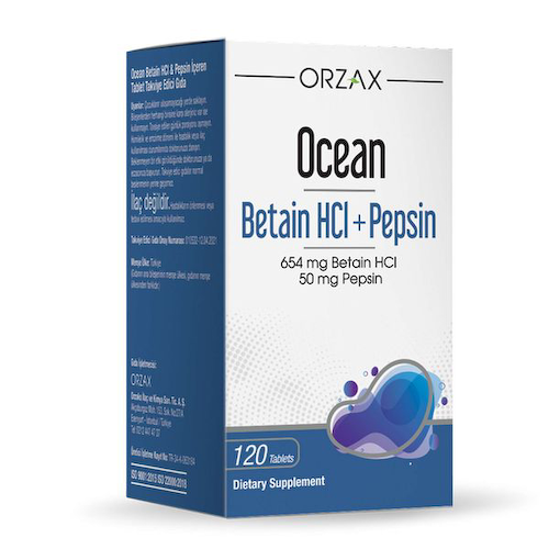 Бетаин гидрохлорид+Пепсин Ocean Orzax/Орзакс таблетки п/о 1175мг 120шт #1
