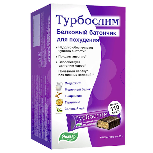 Турбослим батончик белковый, упаковка 4 штуки по 50 гр, Эвалар #1