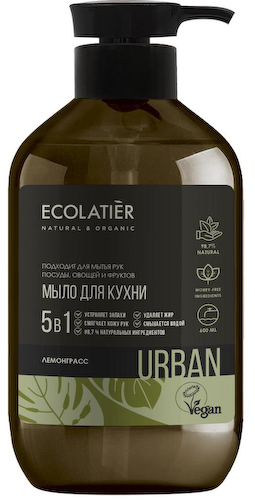 Жидкое мыло для рук ЛЕМОНГРАСC кухонное, 600 мл, Ecolatier #1