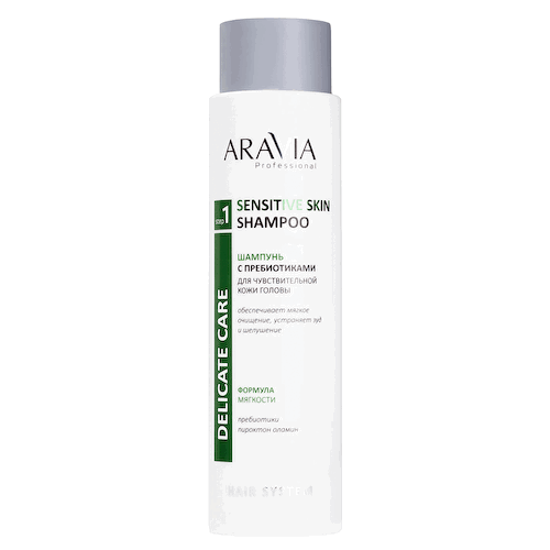 Шампунь с пребиотиками для чувствительной кожи головы Sensitive Skin Shampoo, 420 мл, ARAVIA Professional #1