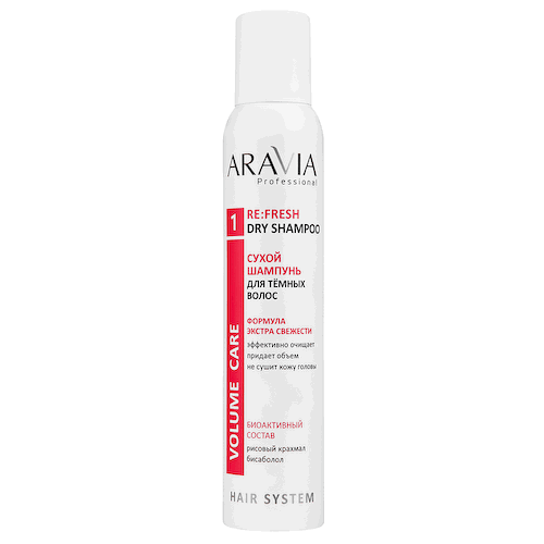 Сухой шампунь для тёмных волос Re:Fresh Dry Shampoo, 200 мл/12, ARAVIA Professional #1