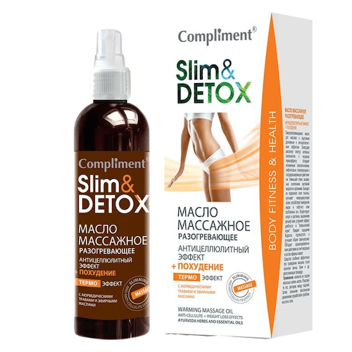 Масло массажное разогревающее Антицеллюлитный эффект Slim&Detox, 200 мл, Compliment #1