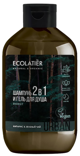 Мужской гель для душа и шампунь  2 в 1 кипарис & зеленый чай, 600 мл, Ecolatier #1