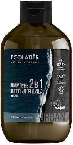 Мужской гель для душа и шампунь 2 в 1 грейпфрут & вербена, 600 мл, Ecolatier #1
