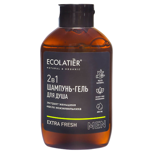 Шампунь-гель для душа 2в1 мужской Extra Fresh, 400 мл, Ecolatier #1