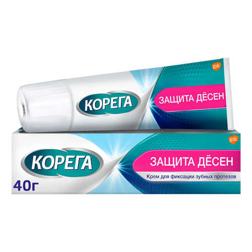 Крем для фиксации зубных протезов Защита десен, 40 г, Корега #1