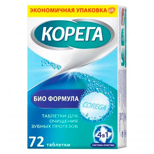 Таблетки для очищения зубных протезов Биоформула, 72 шт, Корега #1