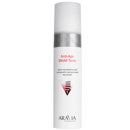 Тоник омолаживающий с янтарной и гиалуроновой кислотами Anti-Age DMAE Tonic, 250 мл, ARAVIA Professional #1