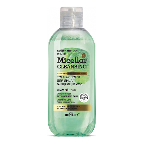 Тоник-спонж для лица Очищающий уход, Себум контроль, Micellar Cleaning, 200 мл, Белита #1