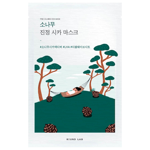 Успокаивающая маска с экстрактами сосны и центеллы Pine Calming Cica Mask Sheet, 27 мл*10 шт, ROUND LAB #1