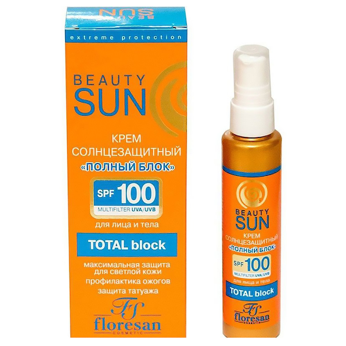 Крем солнцезащитный Полный блок SPF100, BeautySun, 75 мл, FLORESAN #1