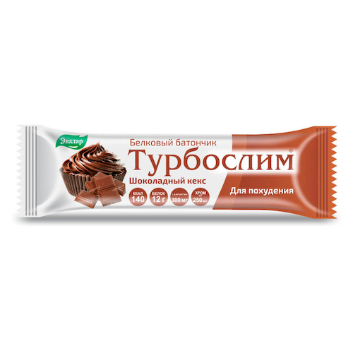 Турбослим батончик "шоколадный кекс" для контроля веса (белковый), 50 г, Эвалар #1