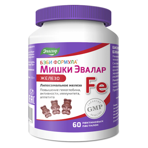 Бэби Формула Мишки Железо, жевательные пастилки, 60 шт, Эвалар #1