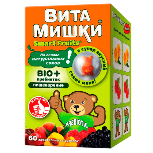 Витаминный комплекс для детей «Витамишки BIO+ пребиотик», 60 жевательных пастилок, PharmaMed #1