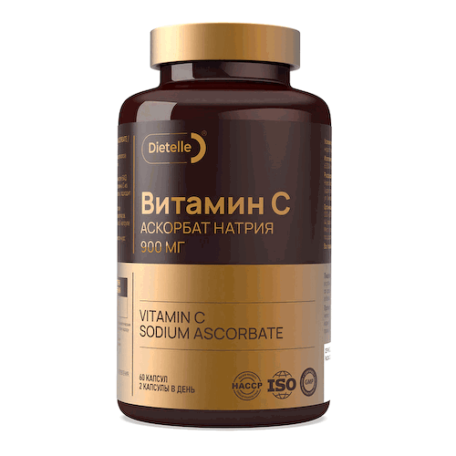 Витамин C (аскорбат натрия), 450 мг, 60 капсул, Dietelle #1