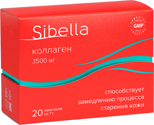 Коллаген порошок, 7 г*20 пакетиков, Sibella #1