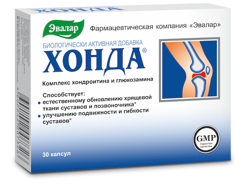 Хонда (глюкозамин и хондроитин), 30 капсул, Эвалар #1