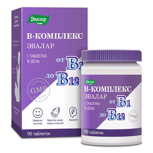 Витамины группы В, 90 таблеток, Эвалар #1