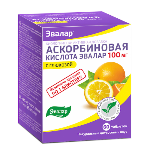 Аскорбиновая кислота, 60 таблеток, Эвалар #1