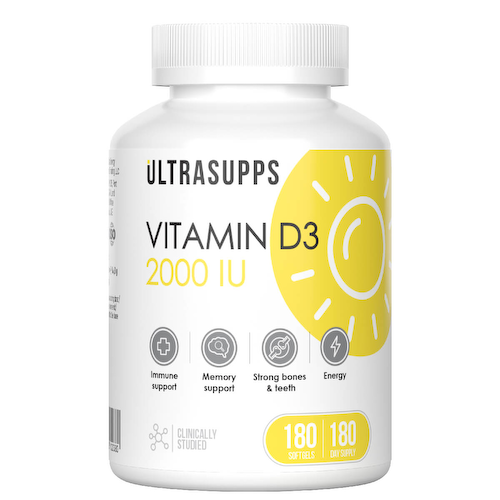 Витамин Д3, 180 капсул, Ultrasupps #1