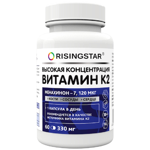 Витамин К2, 120 мкг, 60 капсул, Risingstar #1
