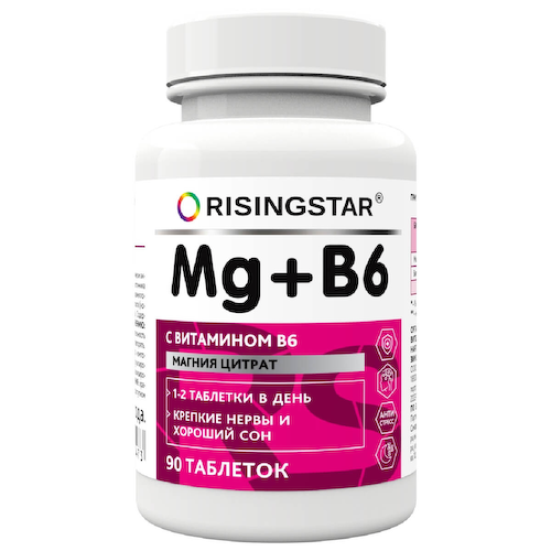 Магния цитрат с витамином В6, 90 таблеток, Risingstar #1