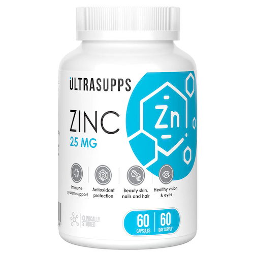 Цинк, 25 мг, 60 капсул, Ultrasupps #1
