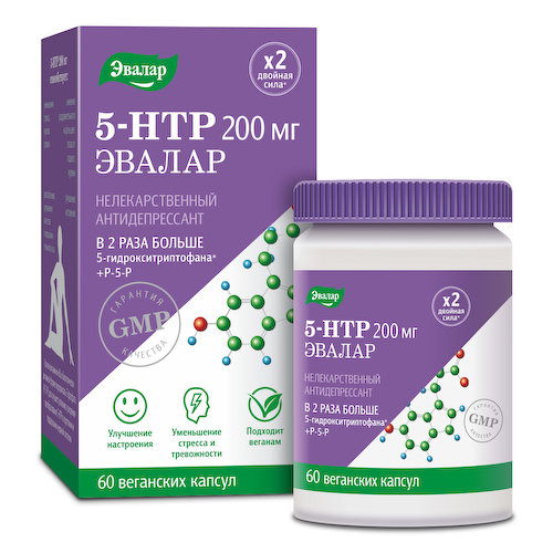 5-гидрокситриптофан (5-HTP), 200 мг, 60 капсул, Эвалар #1