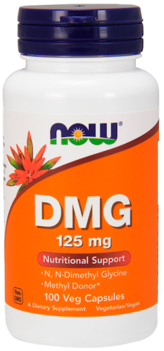DMG(диметилглицин) стимулятор энергии, 125 мг, 100 вегетарианских капсул, NOW #1