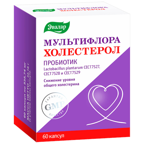 Мультифлора Эвалар Холестерол, капс. №60 по 535,74 мг блистер #1