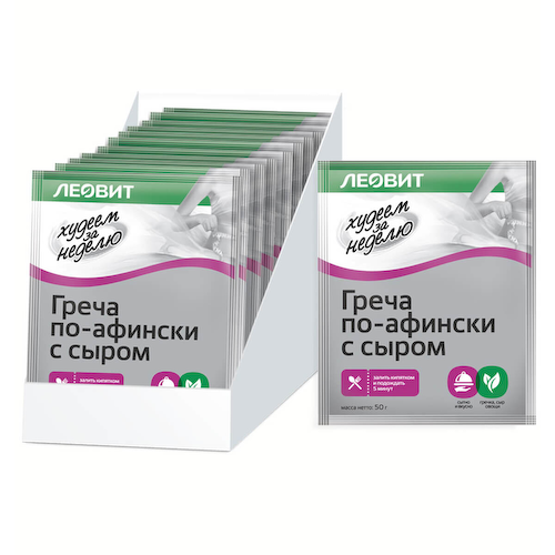 Греча по-афински с сыром Худеем за неделю, 12 шт по 50 г, ЛЕОВИТ #1