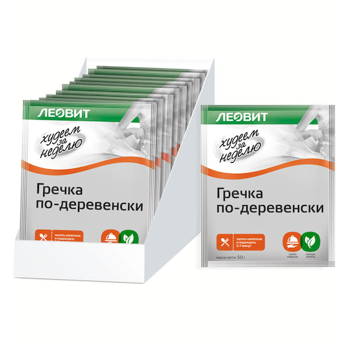 Гречка по-деревенски Худеем за неделю, 12 шт по 50 г, ЛЕОВИТ #1