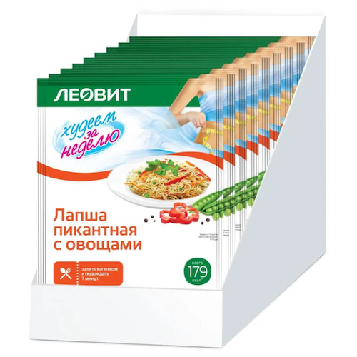 Лапша пикантная с овощами Худеем за неделю, 12 шт по 40 г, ЛЕОВИТ #1