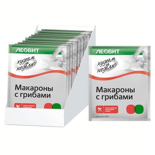 Макароны с грибами Худеем за неделю, 12 шт по 40 г, ЛЕОВИТ #1