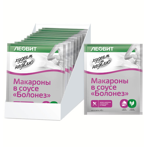 Макароны в соусе "Болонез" Худеем за неделю, 12 шт по 45 г, ЛЕОВИТ #1