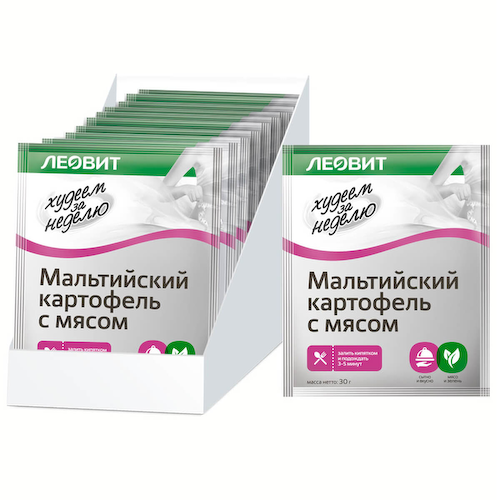 Мальтийский картофель с мясом Худеем за неделю, 15 шт по 30 г, ЛЕОВИТ #1