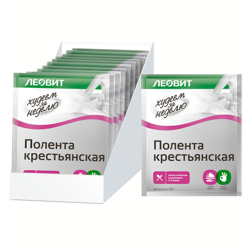 Полента крестьянская Худеем за неделю, 12 шт по 50 г, ЛЕОВИТ #1