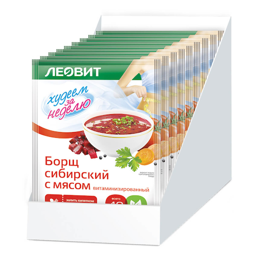 Борщ сибирский с мясом витаминизированный Худеем за неделю, 20 шт по 16 г, ЛЕОВИТ #1