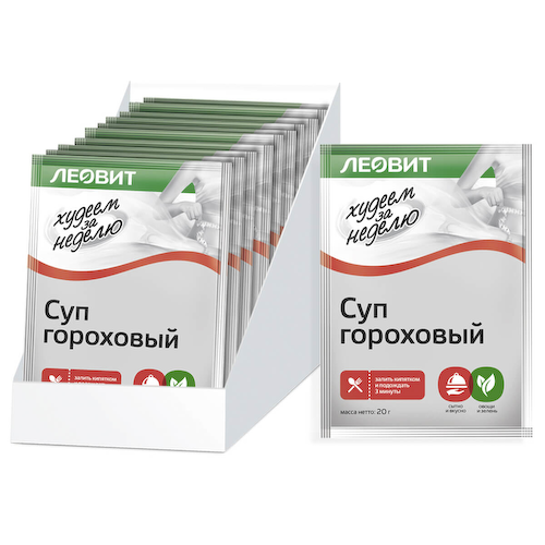 Суп гороховый Худеем за неделю,  25 шт по 20 г, ЛЕОВИТ #1