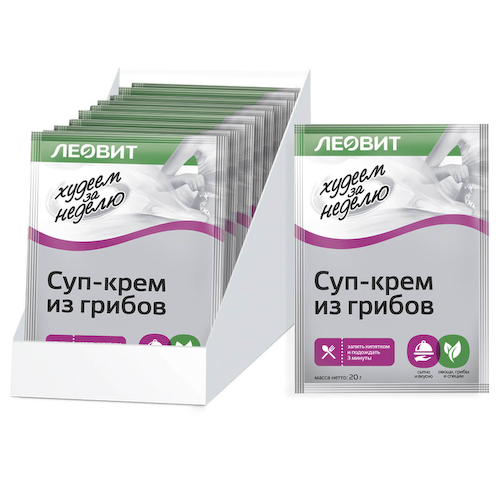 Суп-крем из грибов Худеем за неделю,  20 шт по 20 г, ЛЕОВИТ #1